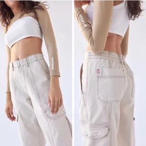 BDG Urban Outfitters Relaxed Skate Cargo Jeans Cream High Rise Size 27 thumbnail 2