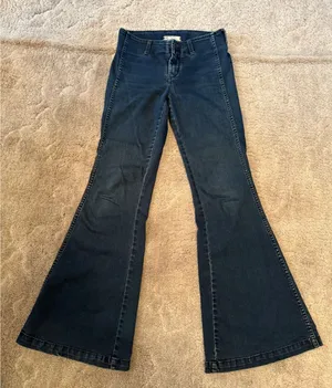 Free People High Rise Flare Jeans Dark‎ Wash Denim Women Size 27 thumbnail 1