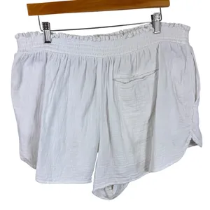 Aerie Women Gauzy High Waisted White Cotton Gauze Smocked Waist Lounge Shorts XL thumbnail 5