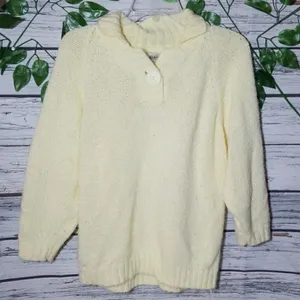 Diane Von Furstenberg high collar cream knit sweater Medium thumbnail 1