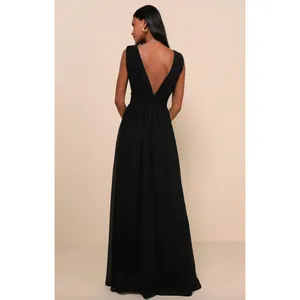 Lulus Heavenly Hues Black Maxi Dress Long Chiffon Bridesmaid Formal L NWT thumbnail 2