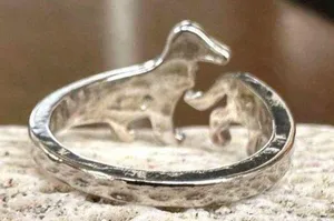 Handmade Dachshund Ring Pinkie Pull Apart Doxie Dog Rescue Metals Weiner Doxie We… thumbnail 10