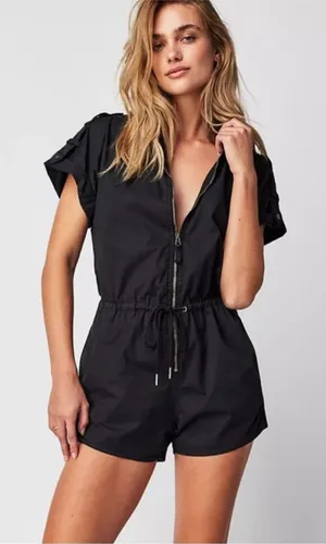 Pistola Meg Zip-Up Romper in Black thumbnail 1