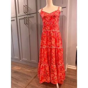 NWT Cosita Linda‎ Mandarin Floral Tiered Maxi Dress CL22548C Orange Pink Small thumbnail 3