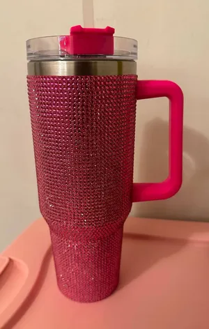 Cup High-Looking Diamond-Encrusted Cross-Border 40oz Handle Car Thermos Cup with Handle Large Capacity Ice Master Stainless Steel Straw Cup thumbnail 1