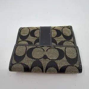 Coach Signature C Snap Black Canvas Leather Wallet thumbnail 3