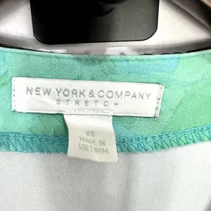 New York & Company Maxi Dress Womens XS Teal Ombre Floral Faux Wrap Stretch Boho thumbnail 3