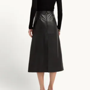 G. label By Goop Black Leather Samira Midi Skirt thumbnail 2