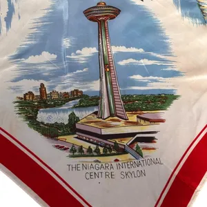 Vintage Niagara Falls Canada Scenic Acetate Souvenir Scarf Red Retro‎ Travel thumbnail 4
