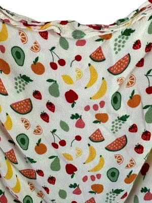 Reformation Cream Fruit Print Tancy Midi Dress Ruffle Hem Size 12 thumbnail 4