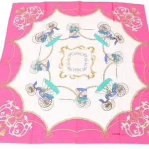 AUTHENTIC RARE Celine Pink 100% Silk Scarf 🥰 thumbnail 5