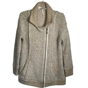 Free People Sz XS Oatmeal Boucle Jacket Fuzzy Cardigan Sweater thumbnail 2