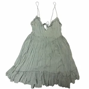 LOVESTITCH Sage Swiss Dot Ruffle Mini Dress Boho Coastal Vibe NWT Size Small thumbnail 4