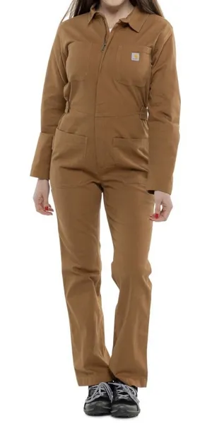 Carhartt Brown Solid Relaxed Fit Coverall Jumpsuit BN6071-W Rugged Flex Canvas thumbnail 1