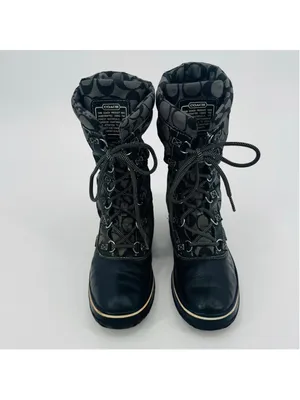 Women's Coach Shaine Black & Grey Monogram Winter Snow Boots Size 7 thumbnail 3