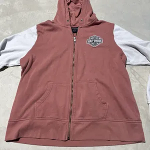 Harley Davidson Women's SZ 2XL Light Pink Hooded Zippered Sweater Embroidered thumbnail 9