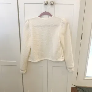 Korean White Lightweight Express Lace Long Sleeves Women Jacket Blazer thumbnail 2