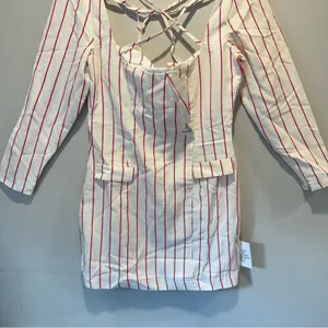 NWT ASOS DESIGN x MILLIE halter neck‎ blazer mini dress in stripe print White thumbnail 6