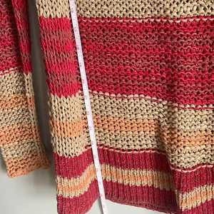 Free People Desert Moon Slouchy Fisherman‎ Open Knit Sweater Pink Striped XS thumbnail 6