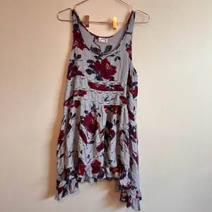 Free People Slip Dress Womens Small Grey Burgundy Voile Lace Trapeze Boho Mini thumbnail 6