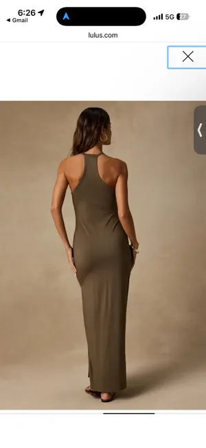 Palani Olive Green Jersey Knit Maxi Dress thumbnail 2