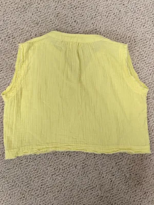 Natural Life Yellow Cotton Gauze Raw Sleeveless Hem Top XS/S Boho Beach‎ thumbnail 5