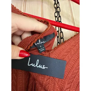 NWT Lulus Coveted Sweetness Rust Pointelle Knit Long Sleeve Mini Dress Party S thumbnail 8
