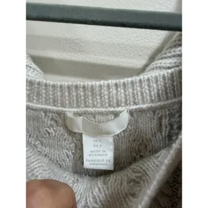 HM Cable Knit Ruffle Collar Sweater Wool Blend Cream Square Neck Small thumbnail 5
