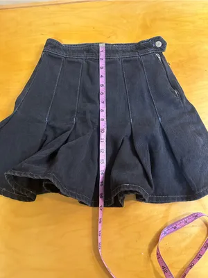 We the Free Black Pleated Denim Mini Skirt Size 25 New thumbnail 8