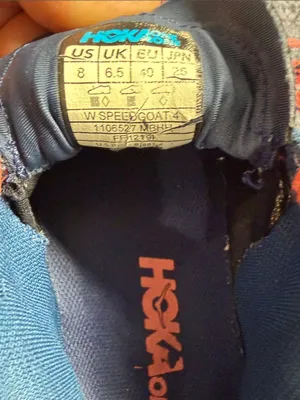 Hoka One One Navy and Orange Speedgoat Trail Sneakers thumbnail 8