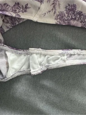 Free People Intimately Ivory Purple Floral Mesh Corset Bodysuit Size Large NWT thumbnail 10