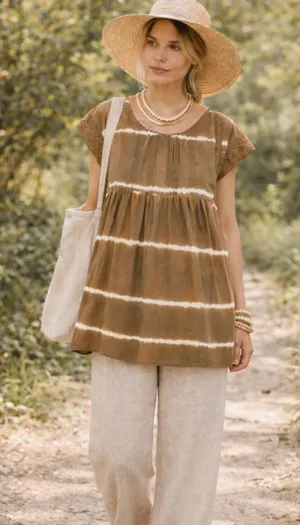 Anthropologie Corey Lynn Calter Brigid Tie-Dye Brown Tunic/ Mini Dress M thumbnail 1