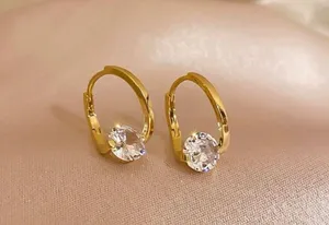 18K Gold Plated CZ Diamond Hoop Earrings for Women thumbnail 1