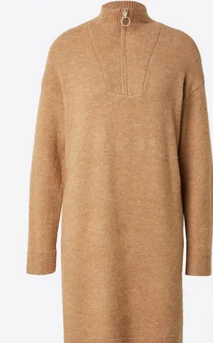 B.young Zip Tan Mock Neck Sweater Dress | Large NWT thumbnail 1