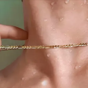 Brand New 22" in 4 mm Fígaro Chain 304 Stainless Steel 18 K Gold filled Necklace with lobster thumbnail 3