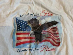 Women's Large American Flag T-Shirt Land of The Free Home of the Brave thumbnail 3