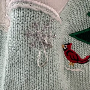 Quacker Factory Snowman Winter Cardigan Sweater‎ Appliqué Beads Colorful Large thumbnail 11