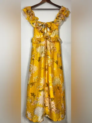 H&M Lyocell Blend Flounced Ruffle Dress Size Medium thumbnail 4