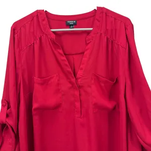 Torrid Harper Red Georgette 3/4 Sleeve Pullover Blouse Size‎ 1X Office Teacher thumbnail 6
