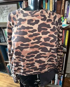 Monrow jersey leopard pullover cozy L sweatshirt Tan Size L thumbnail 1