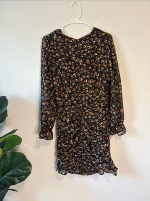 Storia Black Floral Long-Sleeve Ruffle Dress large thumbnail 6