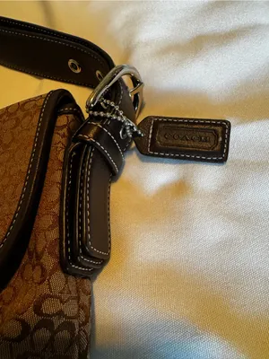 Coach Brown Vintage Signature Canvas Shoulder Bag with Dark Brown Leather Trim thumbnail 7