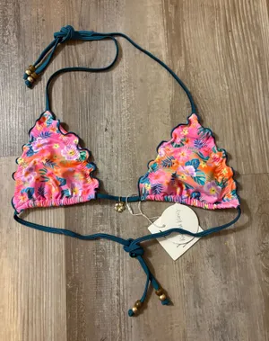 Kulani Kinis Lettuce Edge Bralette Bikini Top-Summer Glow-Sz Med thumbnail 1