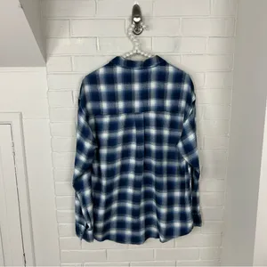 Hollister Blue Plaid Oversized Soft Flannel Button Down Shirt Size S thumbnail 8