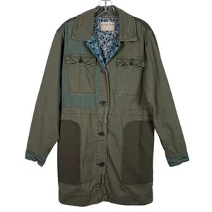 Free People Apollo Green Patchwork Military Army Green Jacket Oversized Small S thumbnail 1