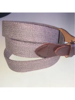 Vintage Woven Fabric and Brown Burgundy Leather Belt thumbnail 4