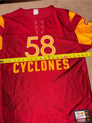 PINK Victoria's Secret Iowa State Cyclones Red and Yellow Oversized Jersey thumbnail 7