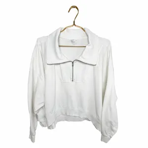 Daily Practice by Anthropologie White 1/4 Zip Cropped Sweatshirt Size L thumbnail 2