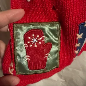 Vtg Basic Editions‎ Christmas Sweater Womans 1X Red Holiday Cardinal Patch 90s thumbnail 4