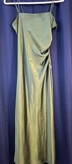ZARA Dress Midi Satin Green Slip thumbnail 1